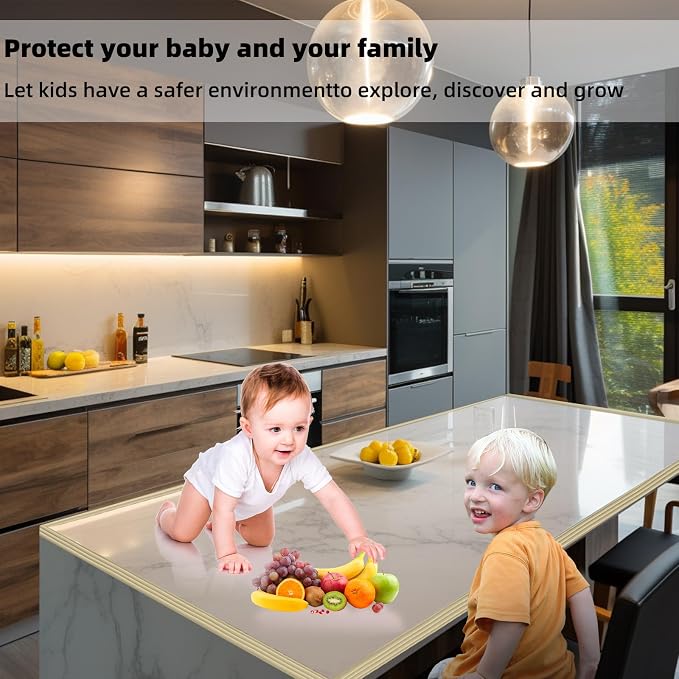 VOCOMO Corner Protector for Baby, Widen Edge Protector with Adhesive Backing, Baby Proofing Edge Corner Protect Self Adhesive Furniture Guard Bumper for Table, Desk, Fireplace (White, 6.6ft)