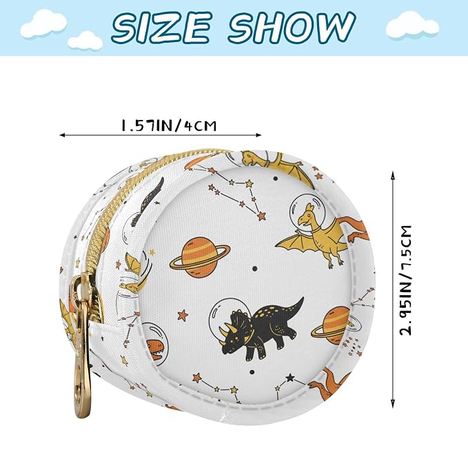 Space Dinosaur White Pacifier Holder Case Newborn Pacifier Storage Pouch for Boys Girls Easy Attach to Diaper Bag Portable Baby Essentials Container