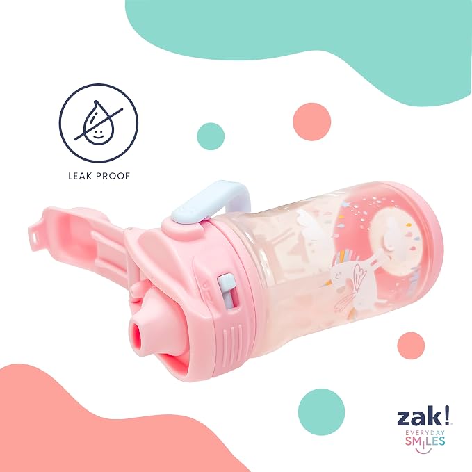 Zak Designs Disney Beacon Kid Water Bottle for Travel or At Home, 12oz Plastic is Durable and Leak-Proof with Liquid Lock Spout, Cover, Carry Handle, Protective Base (Mickey Mouse & Minnie Mouse)