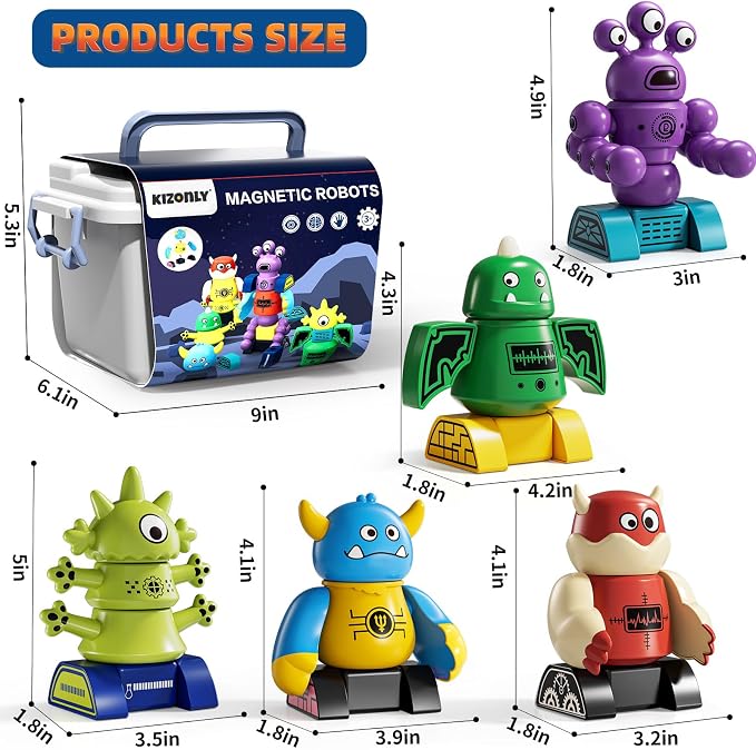 Magnets Robot Building Toys for Kids Ages 3-5 4-8, 36 PCS Monsters Robot Building Blocks Set with Storage Box, Creative Learning Christmas Birthday Gifts Toys for Boys Girls Ages 2-12