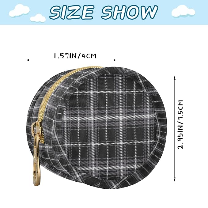 Black Tartan Plaid Print Pacifier Holder Case with Clip Portable Pacifier Storage Bag for Girls Boys