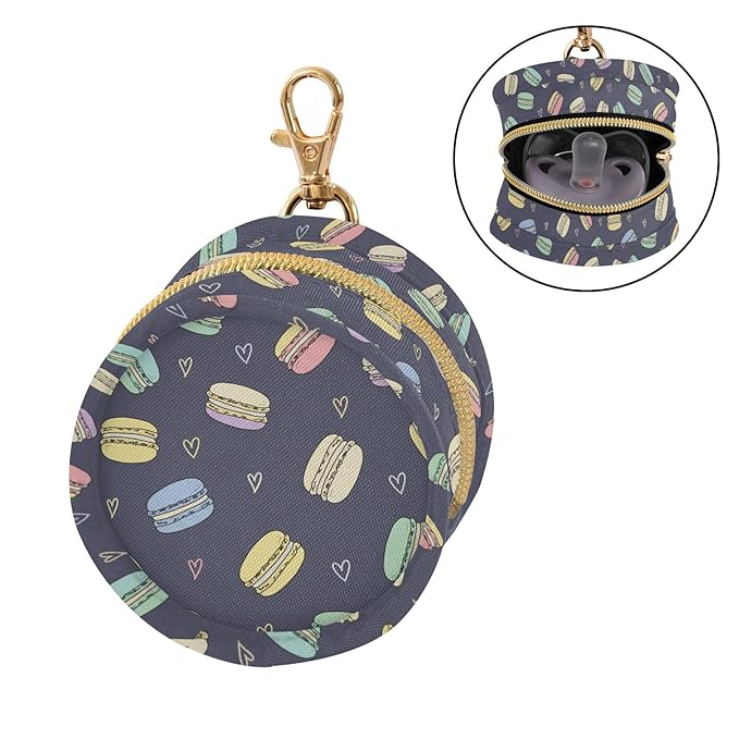 Hearts Macaron Black Pacifier Holder Case Newborn Pacifier Storage Pouch for Boys Girls Easy Attach to Diaper Bag Portable Baby Essentials Container