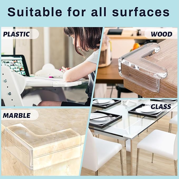 12 Pack Table Protectors, Corner Protector for Baby, Clear Furniture Corner Guards & Edge Safety Bumpers Cushion to Cover Sharp Furniture & Table Edges (23 Count (Pack of 1))