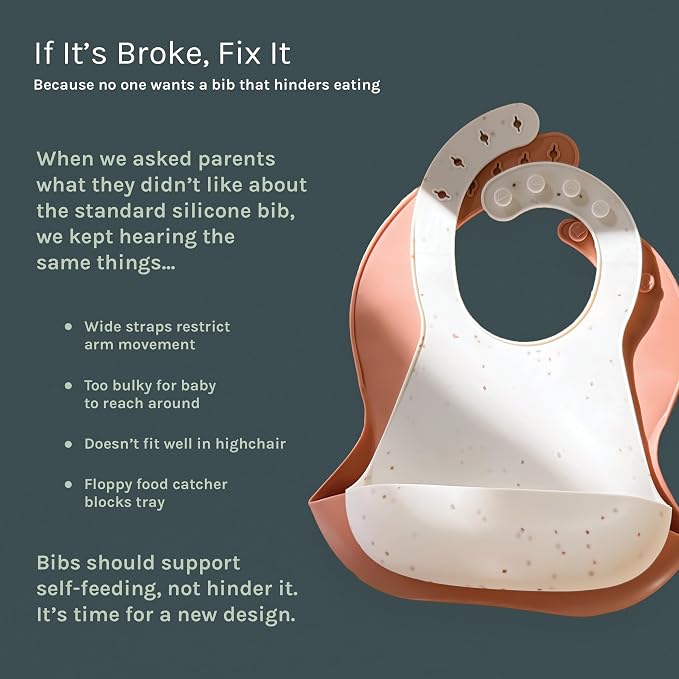 Yeah Baby Goods Silicone Baby Bib for Unrestricted Movement – Waterproof, Adjustable Toddler Silicone Bib with Food Catcher
