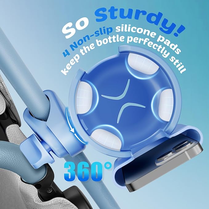 Stroller Cup Holder with Phone Holder, Guiseapue Cup Holder for Walker, Wheelchair/Bike/Rollator/Scooter Stroller Accessories for Uppababy, Nuna, Doona, Baby Travel Essential