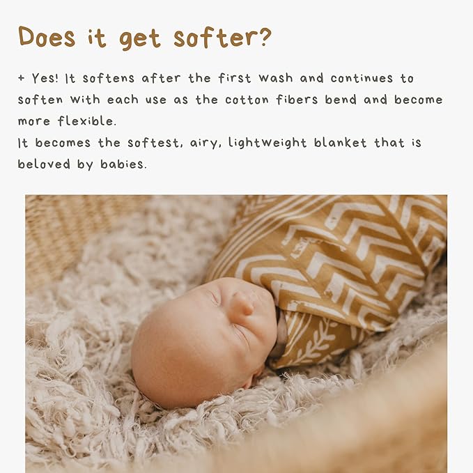 Mini Wander Swaddles for Newborns Muslin Swaddle Blankets - Breathable Soft Gender Neutral Receiving Blanket Baby Essentials | 47 x 47 Cotton - (Tapestry (Honey Gold)