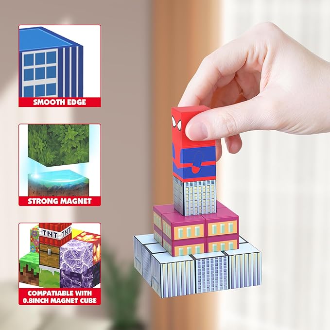 AIDYVOI 100PCS Magnetic Blocks Set - 0.8inch Magnetic Building Blocks for Kids Age 3+, Sensory Stacking Toys for Boys & Girls, Spider Toys Magnet Cube Creative Educational Gift