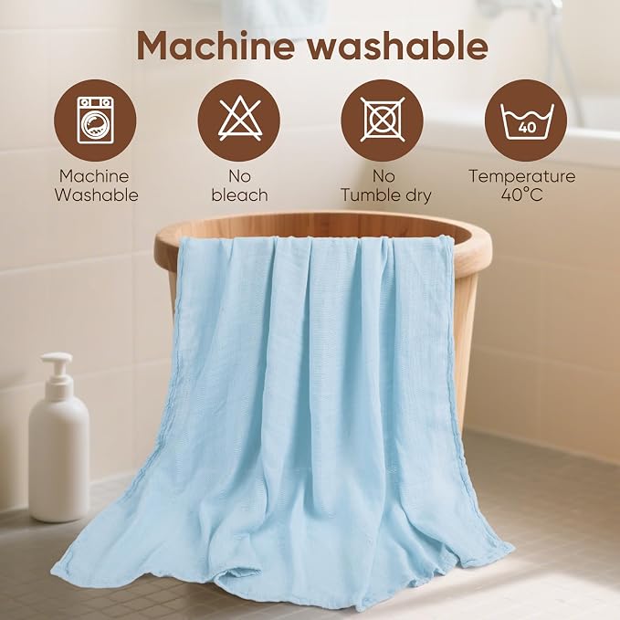 MIGIOL swaddles for Newborns Muslin Swaddle Blankets Baby Essentials for Newborn 47 X 47inches 3 Packs Receiving Blankets (Blue and Green 3 Pieces)