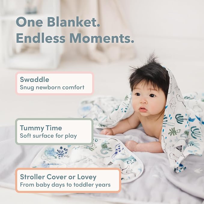 Loulou Lollipop Muslin Swaddle Blanket for Baby Boy & Baby Girl – Soft Breathable Muslin Wrap, 47"x47" Receiving Blanket for Newborn & Toddler - Planets