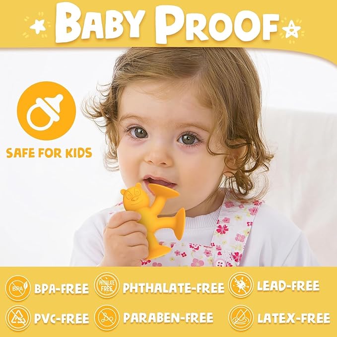 Suction Cup Toys for Toddlers 1??, Guibola 6PCS Silicone Bath Toys, No-Hole Mold-Free Suction Cup Toys for Baby Kids, Sensory Window & Building Toys for Boys Girls, Large Size