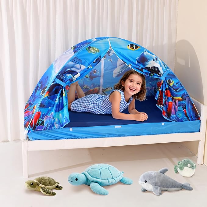 Kid Bed Tent -Twin Play Tent Dream Playhouse for Bedroom Decor Indoor Games Twin Size Bed Canopy by CRAWLBO