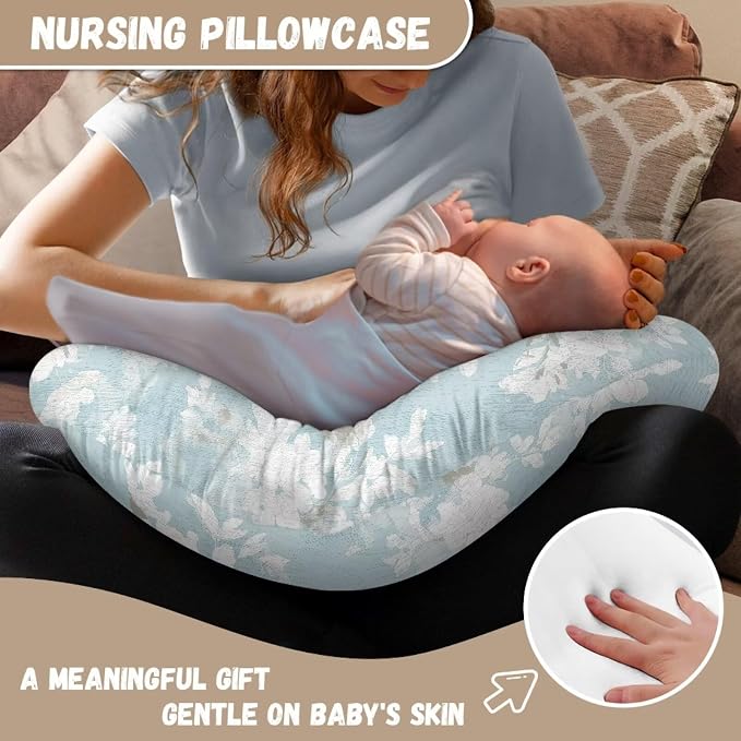 Fresh Floral Nursing Pillow Covers for Baby Girls Removable Breastfeeding Pillow Slipcover for Infant Feeding Position Support Soft and Stretchy Snuggle Me Nursing Pillows Cover