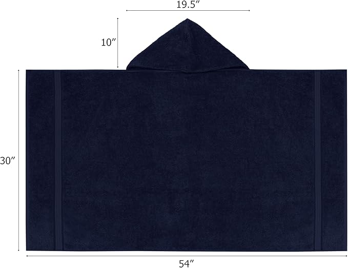 ORIGINAL KIDS Hooded Bath Towel Wrap - Ultra Soft 100% Cotton Terry Large Oversized Hooded Kids Towel - Toddler Big Kid Shower Pool Beach Towel - Absorbent Quick Dry Easy Care Gift - 30 x 54 - Navy