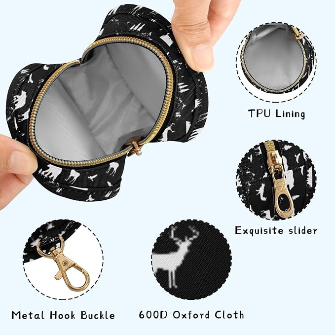 Bear Deer Black Print Pacifier Holder Case with Metal Clip Portable Pacifier Storage for Boys Girls