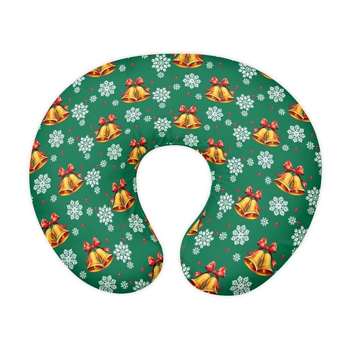 Christmas Bells Pillow Cover for Infant Snug Stretchy Nursing Pillow Case for Bottle Feeding, Breathable Baby Nursing Pillow Cover for Xmas (22"x18"x6")