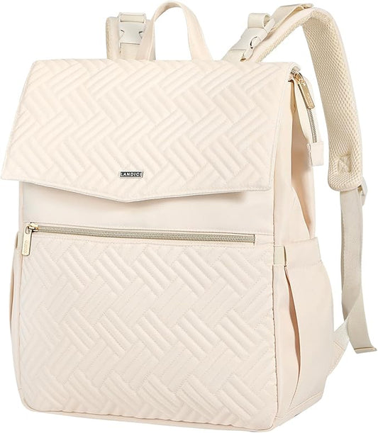LANDICI Diaper Bag Backpack, Multifunction Waterproof Baby Diaper Bags with Changing Pad, Stroller Straps, Travel Essentials Stylish Back Pack for Mom Dad Boy Girls Toddler, Apricot