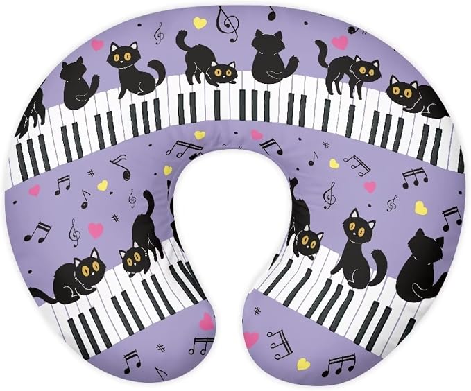 Black Cat 2 Nursing Pillow Cover Breast Feeding Pillow Covers 1 Pack for Breastfeeding Pillow Soft Fabric Fits Snug On Infant Feeding Cushion Cover Pillow Not Included
