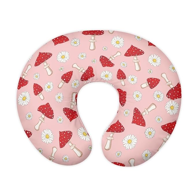 Mushroom Daisy Nursing Pillow Covers for Breastfeeding Pillow, Cozy Nursing Slipcover Breastfeeding Pillow Covers for Breastfeeding Mom