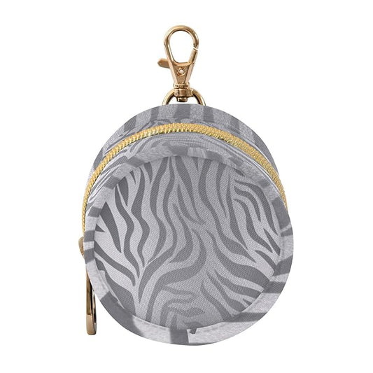 Pacifier Holder with Clip Pacifier Case for Diaper Bag Round Baby Pacifier Pouch Box Bag Portable Light Silvery Zebra Print