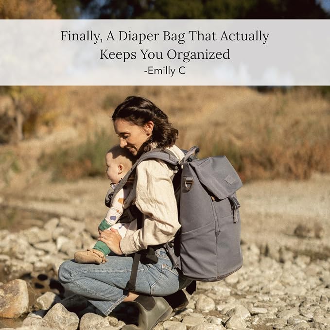 Huhu Diaper Bag Backpack – Large Baby Bag for Moms & Dads – Water-Resistant, Unisex Travel Kit for New Parents – Includes Changing Pad and 2 Organizer Pouches (Dusky Blue)