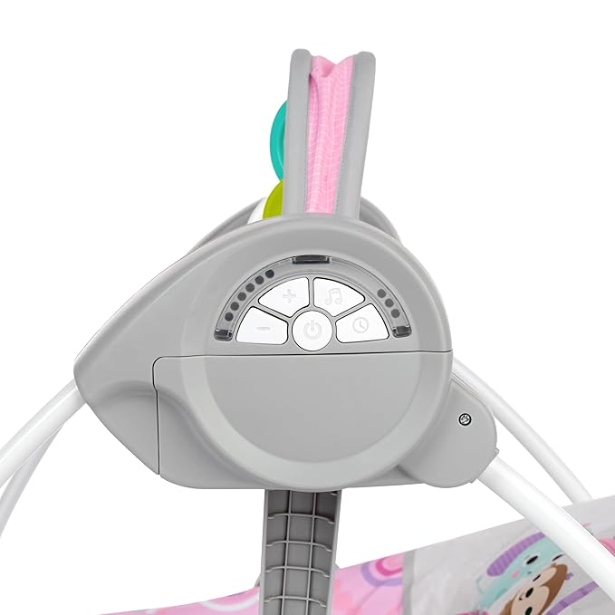Bright Starts Pink Paradise Portable Compact Automatic Baby Swing with Music, Unisex, Newborn +