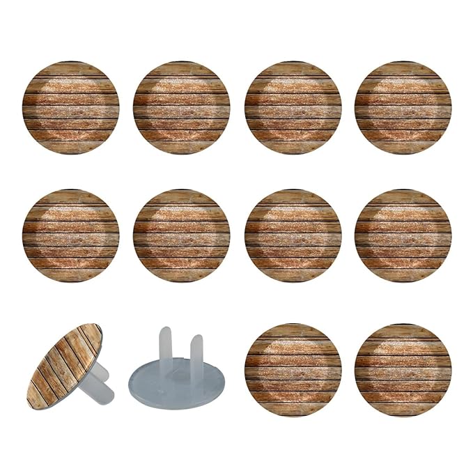 Brown Wooden (1) Outlet Covers Baby Proofing Safe & Secure Electric Plug Protectors | Socket Covers for Home & Office