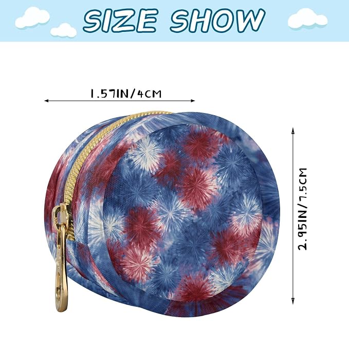 Pacifier Holder with Clip Pacifier Case for Diaper Bag Round Baby Pacifier Pouch Box Bag Portable Retro Tie Dye Fireworks