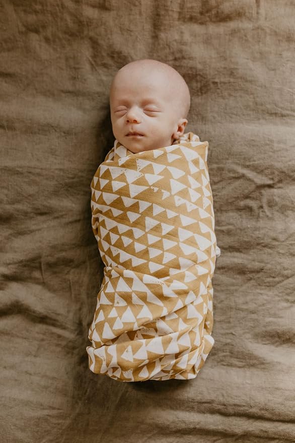 Mini Wander Swaddles for Newborns Muslin Swaddle Blankets - Breathable Soft Gender Neutral Receiving Blanket Baby Essentials | 47 x 47 Cotton - (Mountains (Honey Gold))
