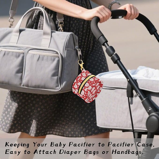 Cowboy Love Red Pattern Pacifier Holder Case Newborn Pacifier Storage Pouch for Boys Girls Easy Attach to Diaper Bag Portable Baby Essentials Container