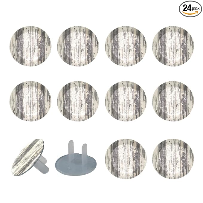 Soft Grey Wooden Floor Texture (1) Outlet Plug Covers Child Proof Electrical Outlets Protector - Wall Socket Protector for Baby Kids- Electrical Insulation