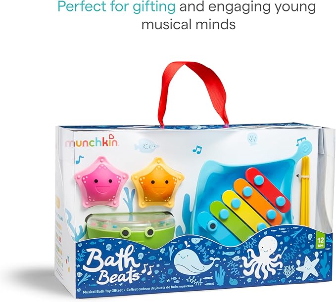 Munchkin® Bath Beats??Bath Toy, Musical Set Includes Xylophone, Bath Drum & Shakers, Fun for Babies, Toddlers and Kids