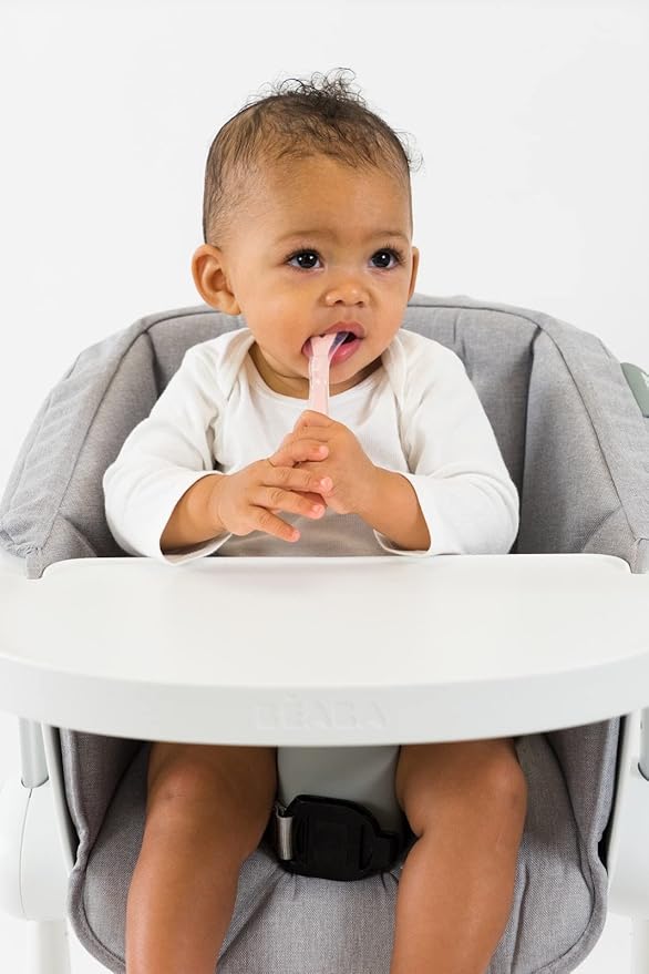 BEABA Baby's First Stage Baby Feeding Spoon Set with Travel Case, The Original Soft Tip Silicone Baby Spoons for Babies, Travel Set, Gum Friendly BPA Lead Phthalate and Plastic Free, Cotton Candy