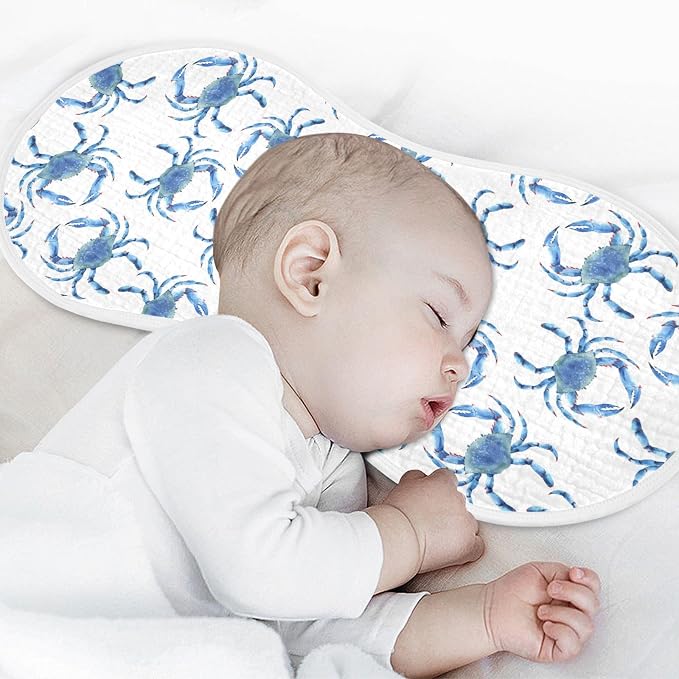 vvfelixl Muslin Burp Cloths Blue Crabs Baby Washcloths for Baby Girl Boys 2 Pack