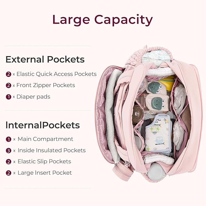 Telena Tote Diaper Bags, Travel Crossbody Large Capacity Hospital Bag for Women Labor Delivery with Pacifier Case