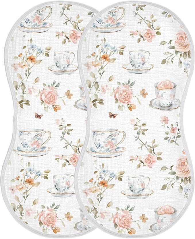 vvfelixl Vintage Tableware Set Burp Cloths for Baby Boy Girls Baby Washcloths Burp Rags 1 Pack