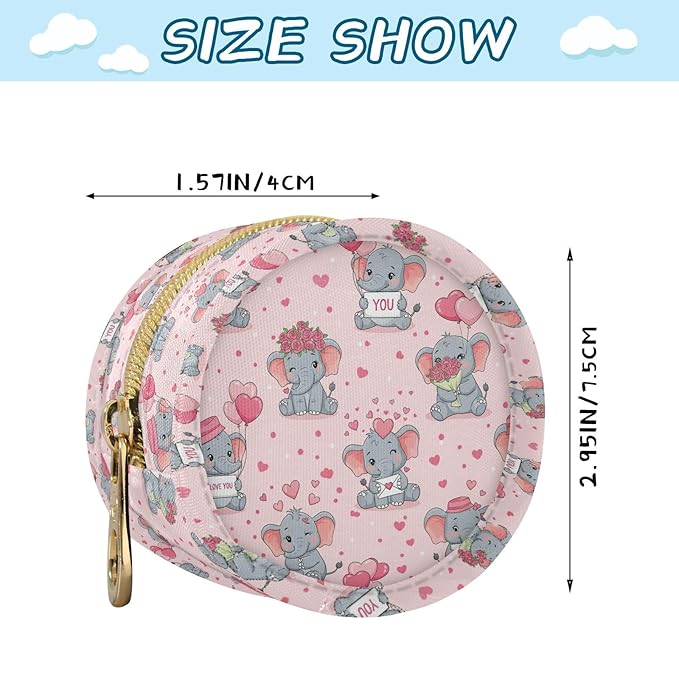 Elephants Hearts Pink Pattern Pacifier Holder Pacifier Case Portable Baby Paci Container Box with Clip Handle Baby Stroller Diaper Bag Essentials