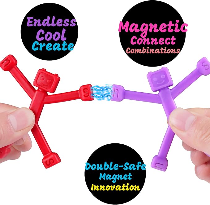 6 pcs Magnetic Travel Toys for Kids, Creative, Portable and Educational, Magnetic-People-Magnet-Men: Cute Robot & Funny Magnets, Small Fidget Toys for Classroom Prizes, Easter Egg Stuffers, Office