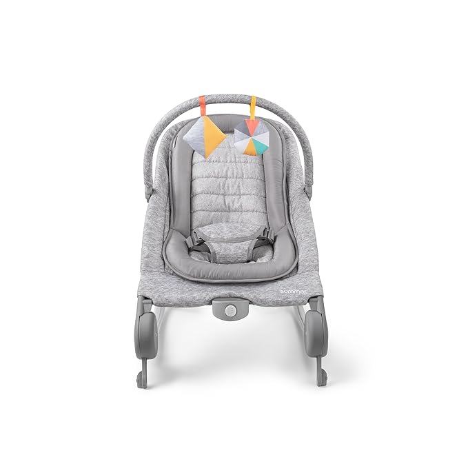 Summer Infant 2-in-1 Bouncer & Rocker Duo (Light Gray Tweed) Convenient and Portable Rocker and Bouncer for Babies Includes Soft Toys and Soothing Vibrations