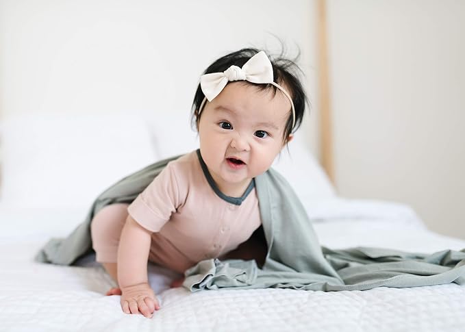 Copper Pearl Swaddle Blankets for Newborns | Soft Stretchy Receiving Blankets for Boys and Girls | Large 46 x 46 Inch Baby Blankets | Lightweight and Breathable Swaddles | Stone