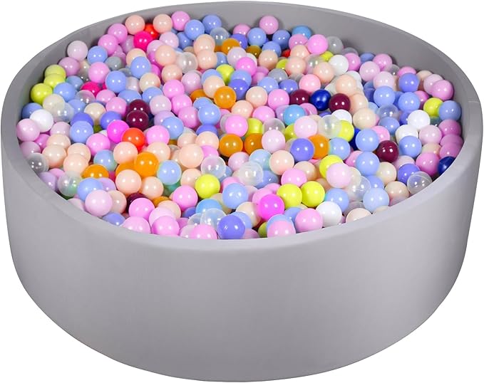 Ball Pit for Balls 47.2" x 13.7" Round Foam Ball Pits for Kids Toddlers Soft Play Equipment - Balls NOT Included (Light Gray)