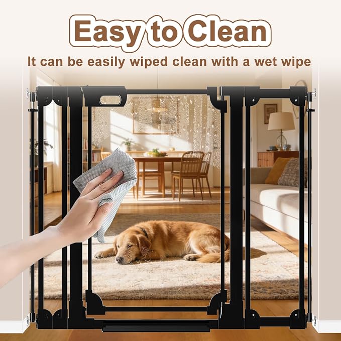 WAOWAO Clear Acrylic 40" Extra Tall Baby Gate for Stairs Modern Design Acrylic Auto Close Pet Gate, 29.52"-47.24" Wide Safety Baby Gate for Doorways,Black Clear Dog Gates Indoor, Hallways,Kitchen