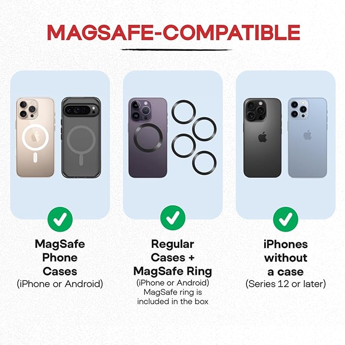 Maxby Stroller Phone Holder, MagSafe Compatible Magnetic Phone Mount for Stroller Handlebar, Snap On Clamp Installs in Seconds, 360 Rotation, Fast Attach & Detach