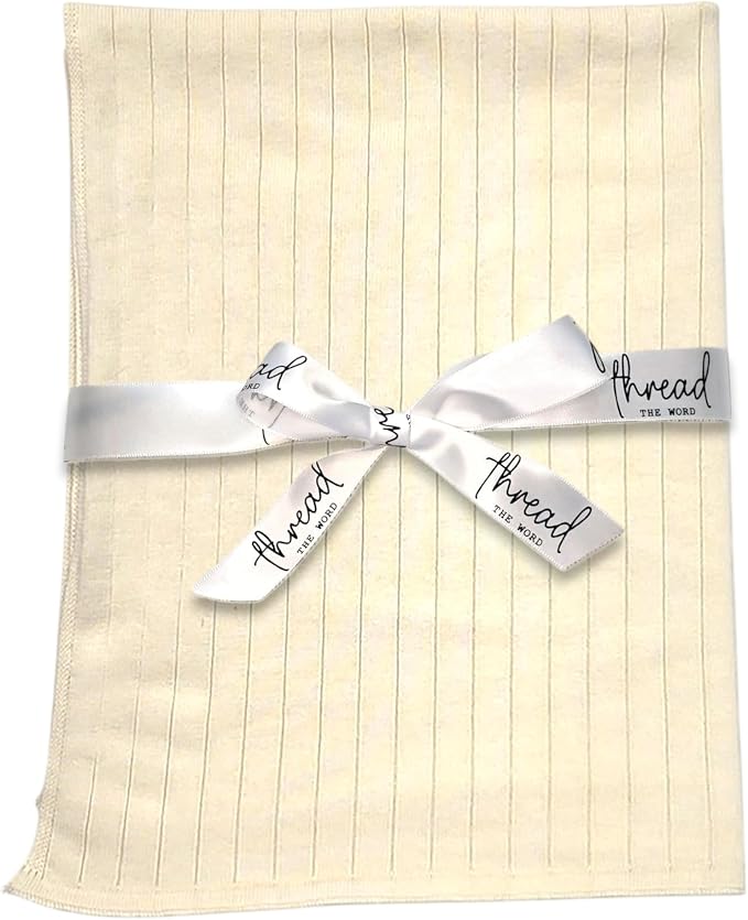The Ribbed Blanket - 100% Organic Cotton Baby Blanket, American Made, 30x40in - Bassinet, Crib, Stroller - Gift Registry Baby Shower for Newborns and Kids (Cream)