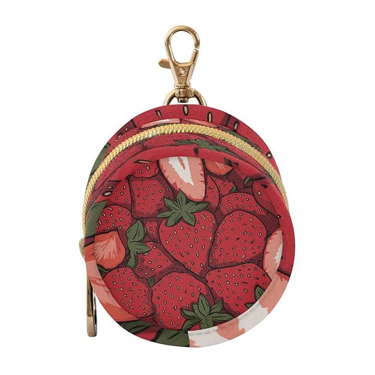 Pacifier Holder with Clip Pacifier Case for Diaper Bag Round Baby Pacifier Pouch Box Bag Portable Cartoon Red Strawberry