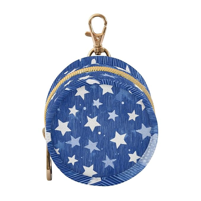 Pacifier Holder with Clip Pacifier Case for Diaper Bag Round Baby Pacifier Pouch Box Bag Portable Blue Striped Stars Dots