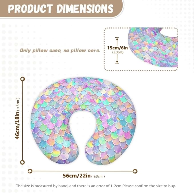 Mermaid Scales Nursing Pillow Cover for Breastfeeding Pillow, Ultra Soft and Cozy Nursing Pillow Slipcovers Good Choice for Mom or Baby