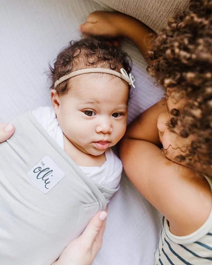 The Ollie Swaddle - Helps to Reduce The Moro (Startle) Reflex - Made from a Custom Designed Moisture-Wicking Material (Stone)