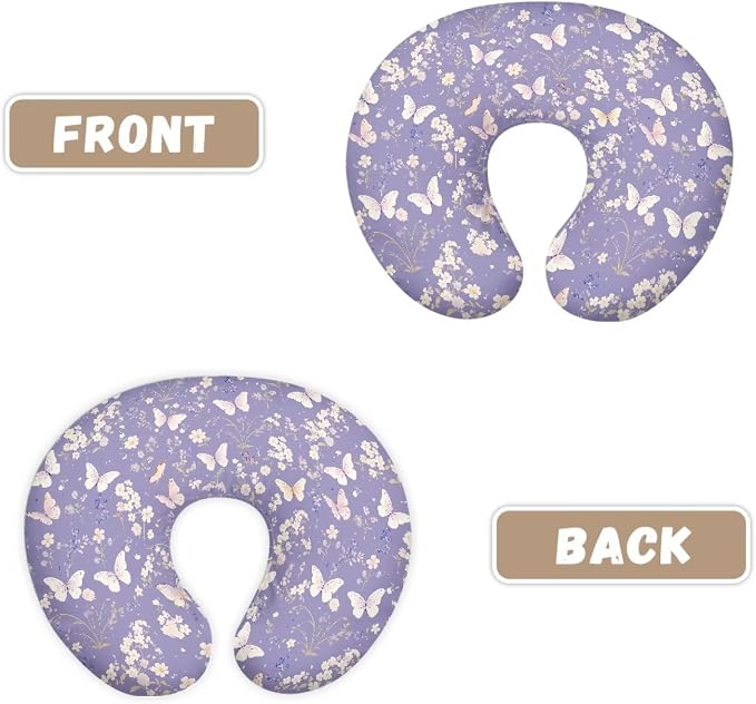 Baby Nursing Pillow Cover for New Mon Newborn Neutral, Crescent-Shaped Breastfeeding Pillow Covers Breastfeeding Pillow Case Replacement - Butterfly Pattern
