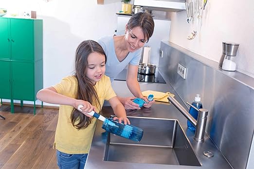 Unger 16??Flexible Glass and Bottle Scrub Brush, Extra-Long, Non-Scratch Cleaning Scrubber for Water Bottles, Travel and Coffee Mugs, Pitchers, Vases, Decanters, Glassware