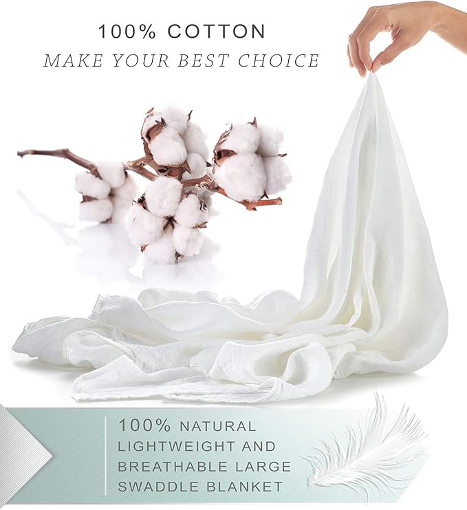 100% Muslin Swaddle Blankets,Baby Swaddling Blankets for New Born, Baby Receiving Blankets Unisex, Soft, Warm and Cosy Blankets Pack of 4, Size 47 x 47 inches,Gift for New Mom Twinkle